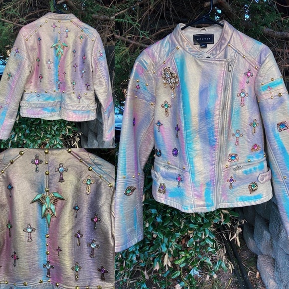 Custom “ Springtime in Jerusalem “ Faux Leather Moto Jacket